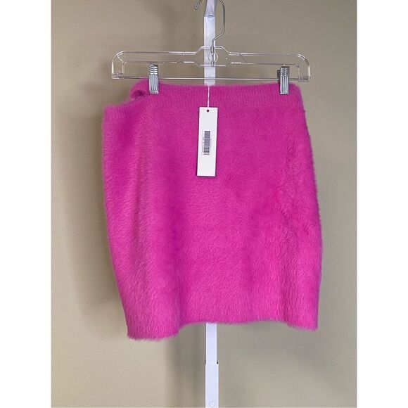 Jonathan Simkhai NWT Paytra Fuzzy Knit Skirt in Hot Pink Size L - Picture 6 of 9